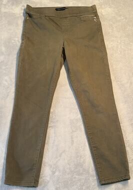 Sz 8 Tommy Hilfiger Green Jegging Pants Slim Stretch Pull On Olive Medallion Y2K